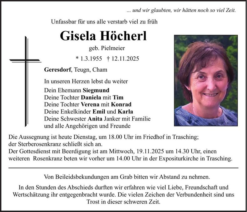 Traueranzeige Gisela Höcherl
