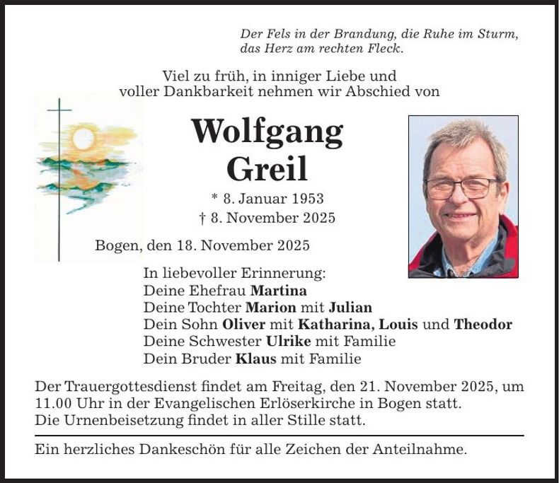 Traueranzeige Wolfgang Greil