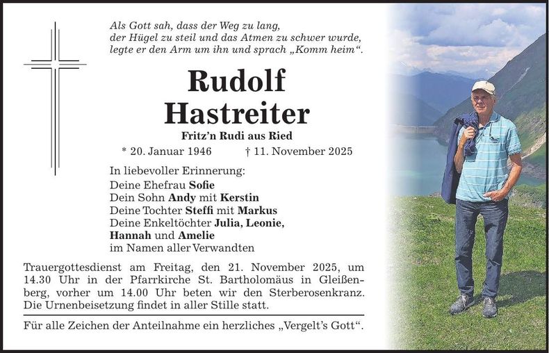 Traueranzeige Rudolf Hastreiter