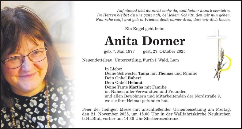 Traueranzeige Anita Dorner