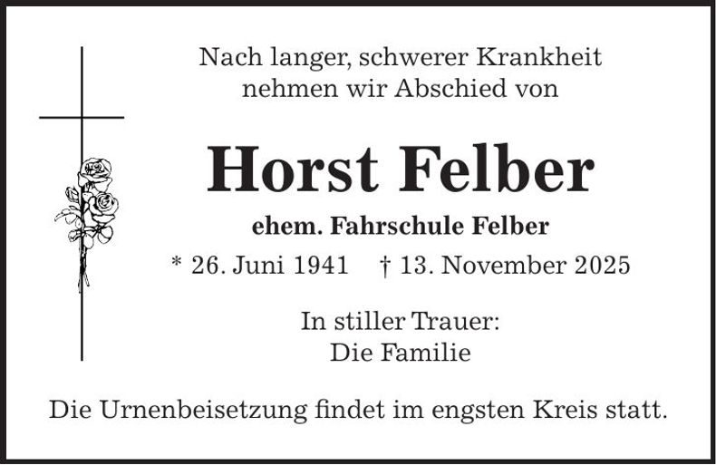 Traueranzeige Horst Felber