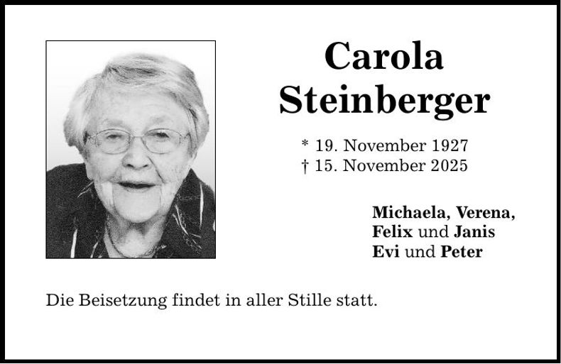 Traueranzeige Carola steinberger