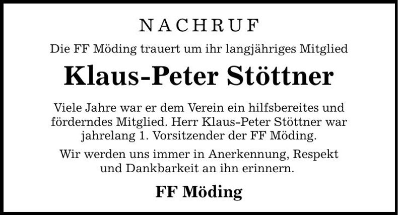 Traueranzeige Klaus-Peter Stöttner