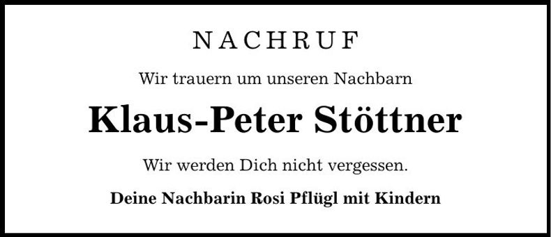 Traueranzeige Klaus Peter Stöttner