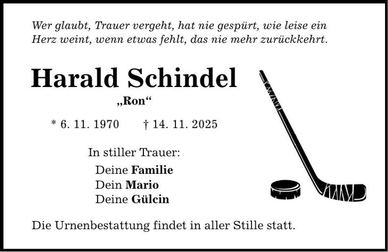 Traueranzeige Harald Schindel