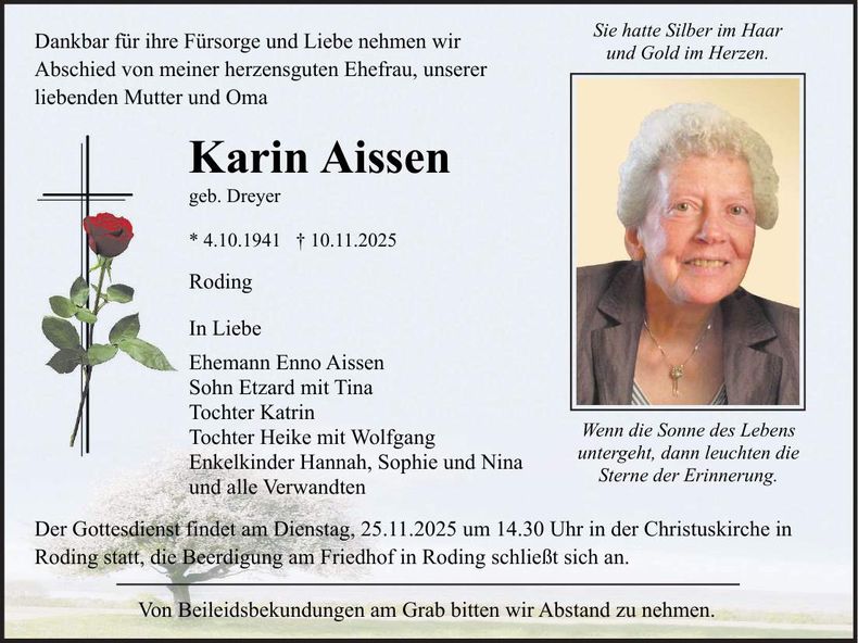 Traueranzeige Karin Aissen