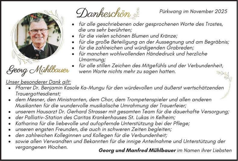 Traueranzeige Georg Mühlbauer