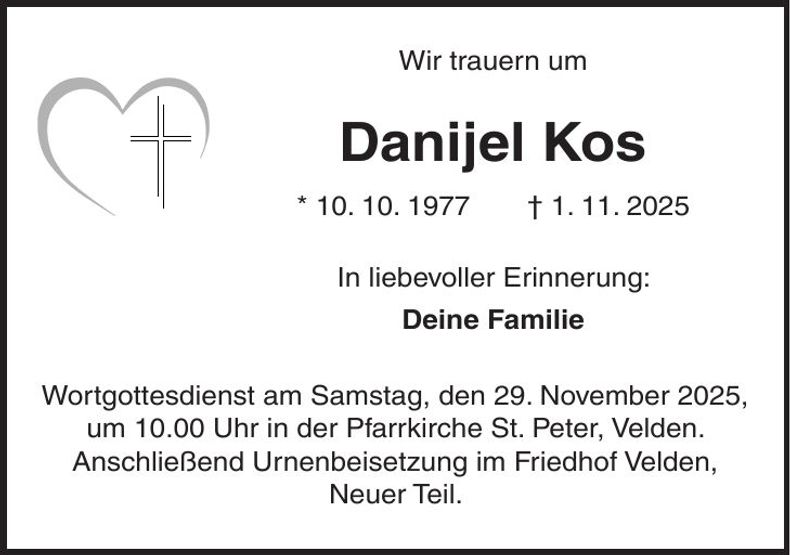 Traueranzeige Danijel Kos