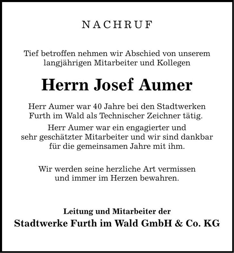 Traueranzeige Josef Aumer