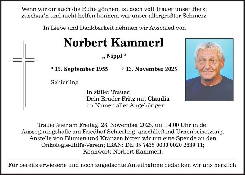 Traueranzeige Norbert Kammerl