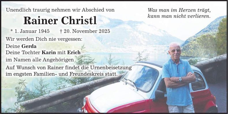 Traueranzeige Rainer Christl
