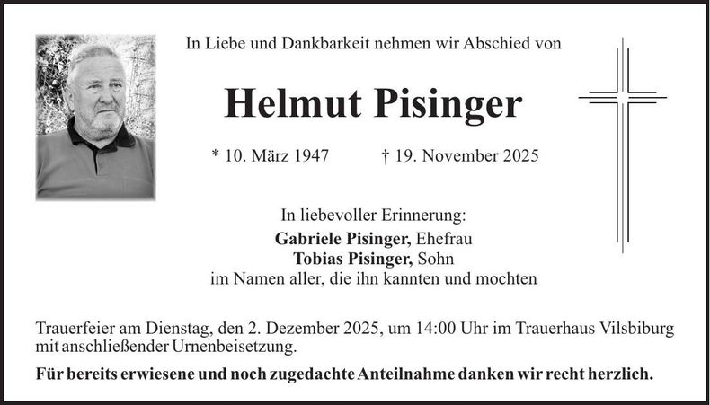Traueranzeige Helmut Pisinger
