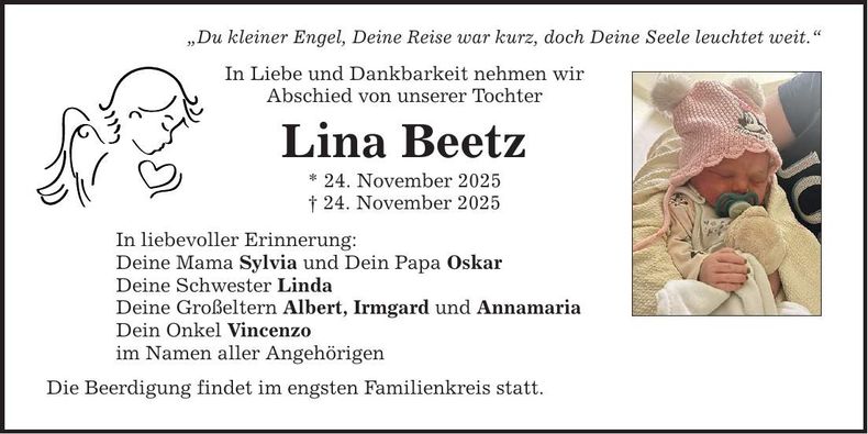 Traueranzeige Lina Beetz