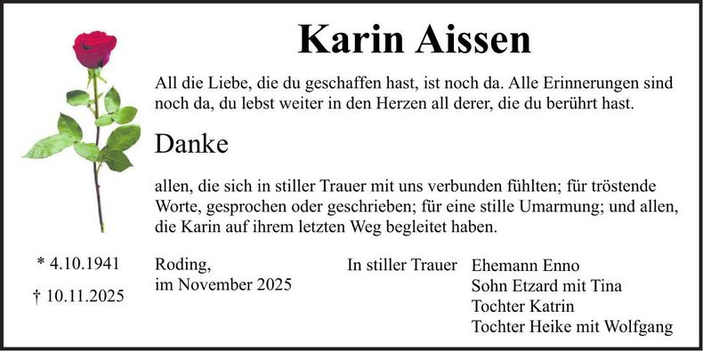 Traueranzeige Karin Aissen