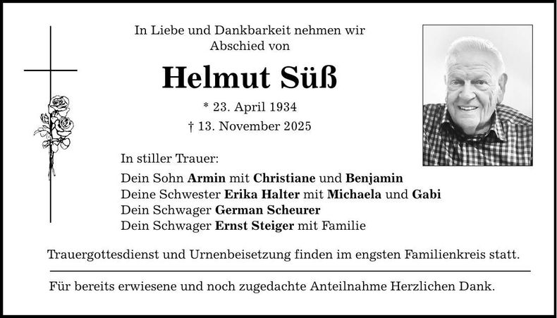Traueranzeige Helmut Süß