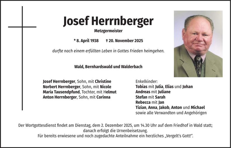 Traueranzeige Josef Herrnberger