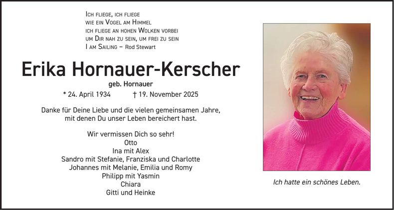 Traueranzeige Erika Hornauer-Kerscher