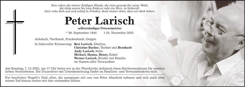Traueranzeige Peter Larisch