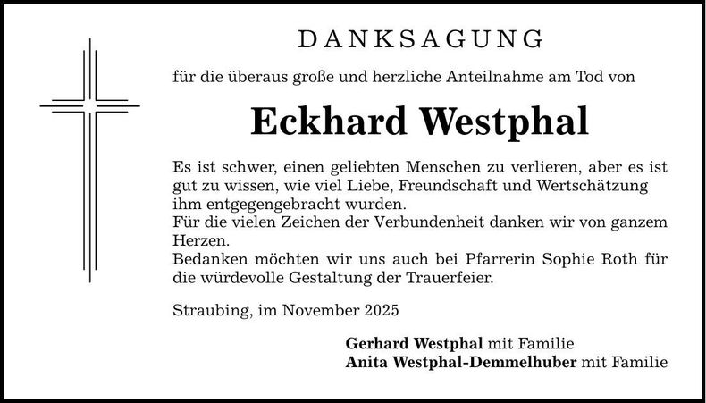 Traueranzeige Eckhard Westphal