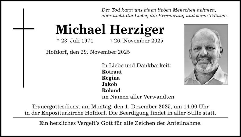 Traueranzeige Michael Herziger
