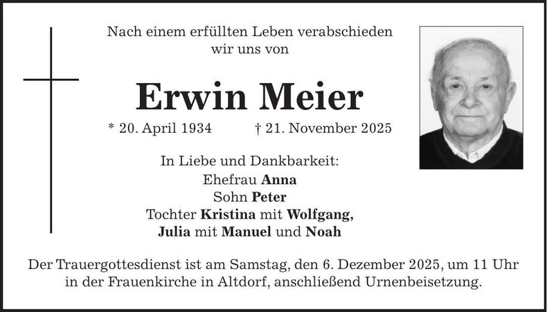 Traueranzeige Erwin Meier