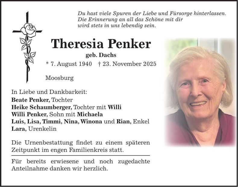 Traueranzeige Theresia Penker