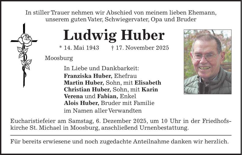 Traueranzeige Ludwig Huber