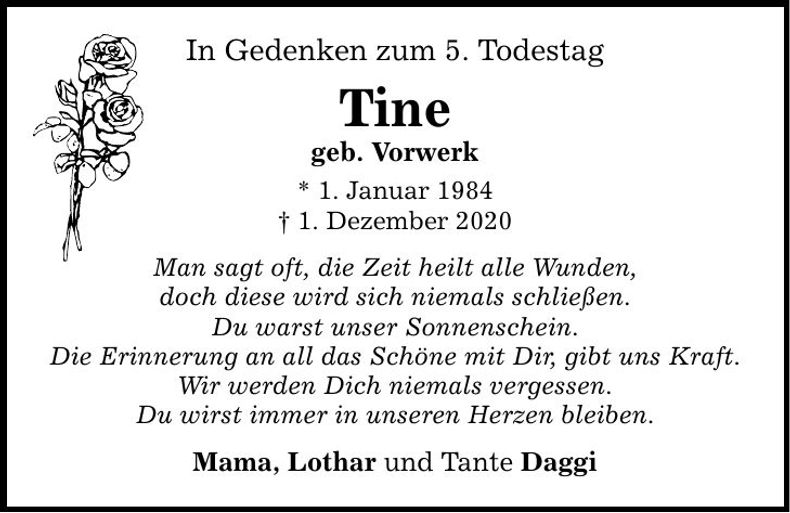 Traueranzeige Christine Vorwerk
