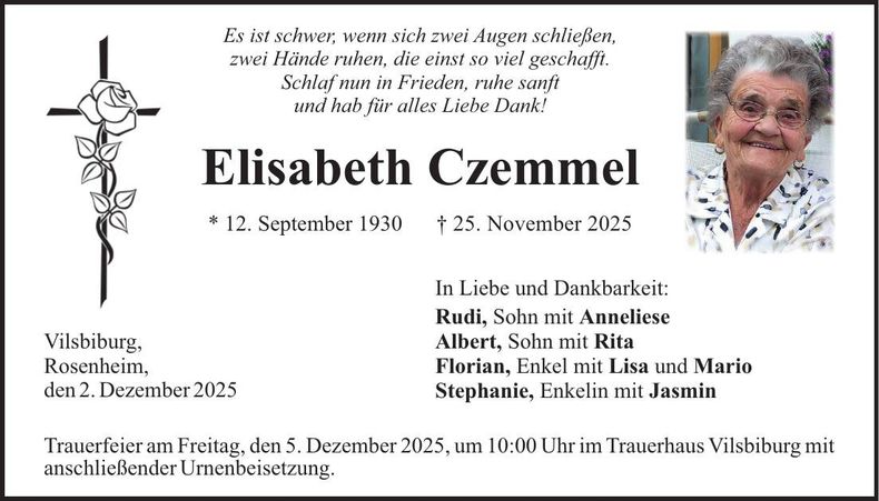 Traueranzeige Elisabeth Czemmel