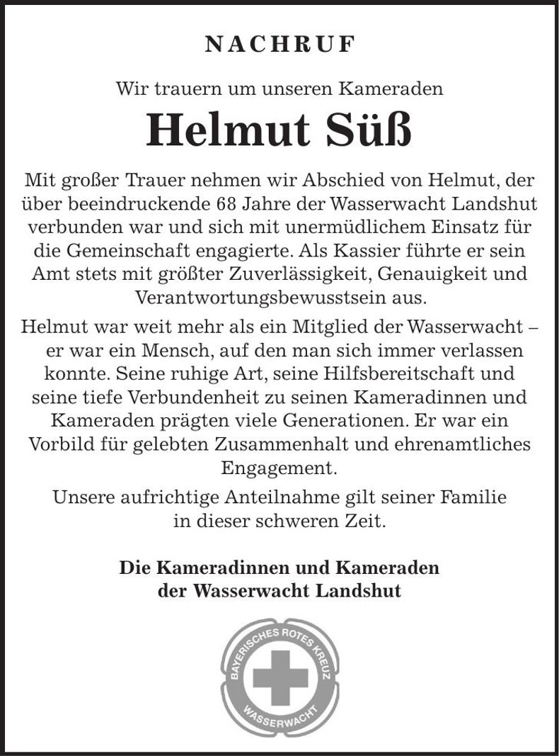 Traueranzeige Helmut Süß