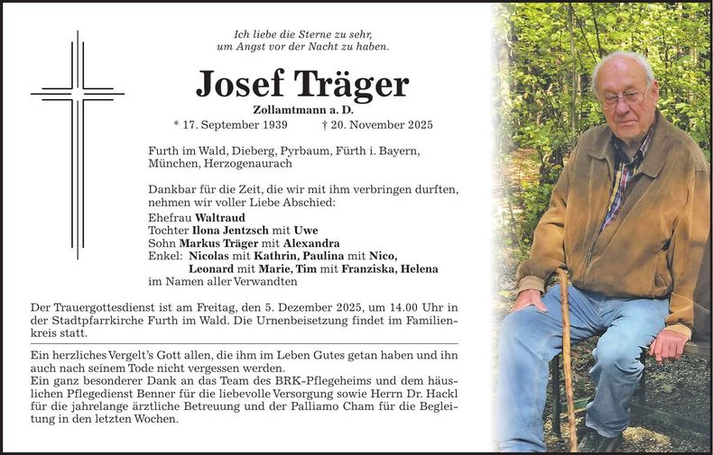 Traueranzeige Josef Träger