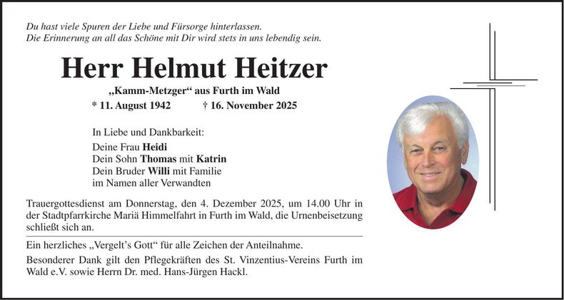 Traueranzeige Helmut Heitzer