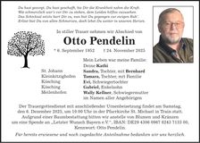 Traueranzeige Otto Pendelin