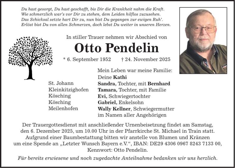 Traueranzeige Otto Pendelin