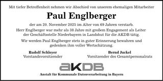 Traueranzeige Paul Englberger