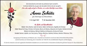 Traueranzeige Anna Schütz