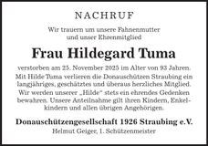 Traueranzeige Hildegard Tuma