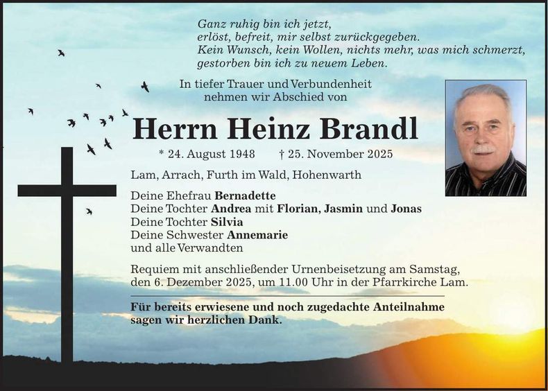 Traueranzeige Brandl Heinz
