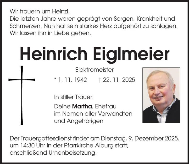Traueranzeige Heinrich Eiglmeier