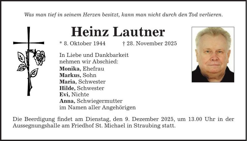 Traueranzeige Heinz Lautner