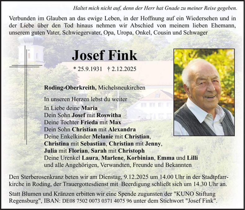 Traueranzeige Josef Fink