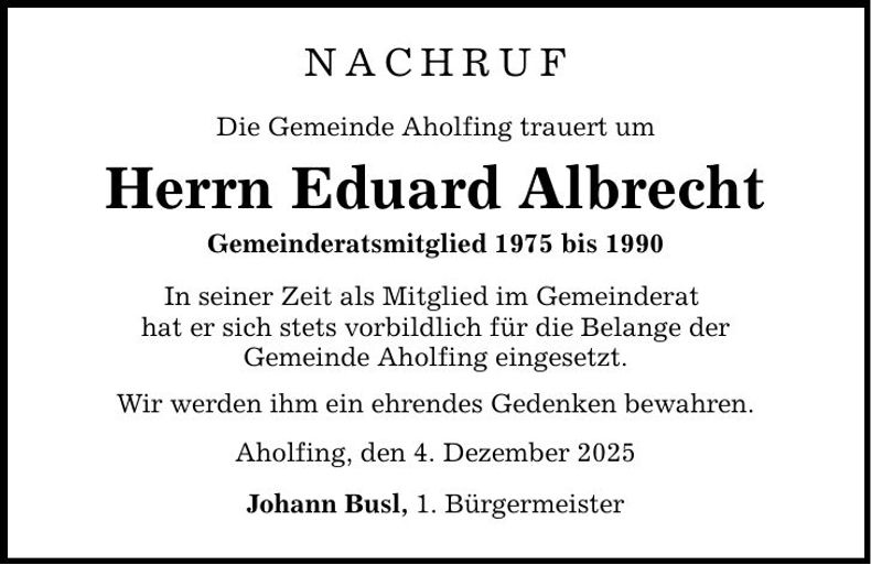 Traueranzeige Eduard Albrecht