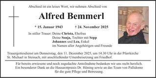 Traueranzeige Alfred Bemmerl