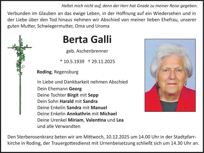 Traueranzeige Berta Galli