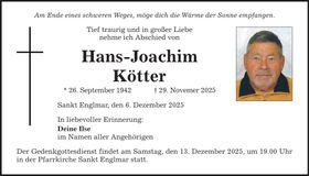 Traueranzeige Hans-Joachim Kötter