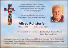 Traueranzeige Alfred Ruhstorfer