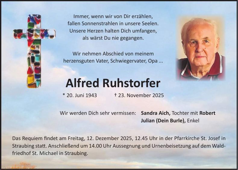 Traueranzeige Alfred Ruhstorfer