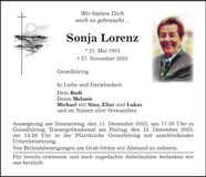 Traueranzeige Sonja Lorenz
