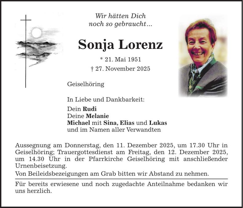 Traueranzeige Sonja Lorenz