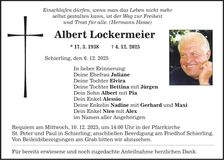 Traueranzeige Albert Lockermeier